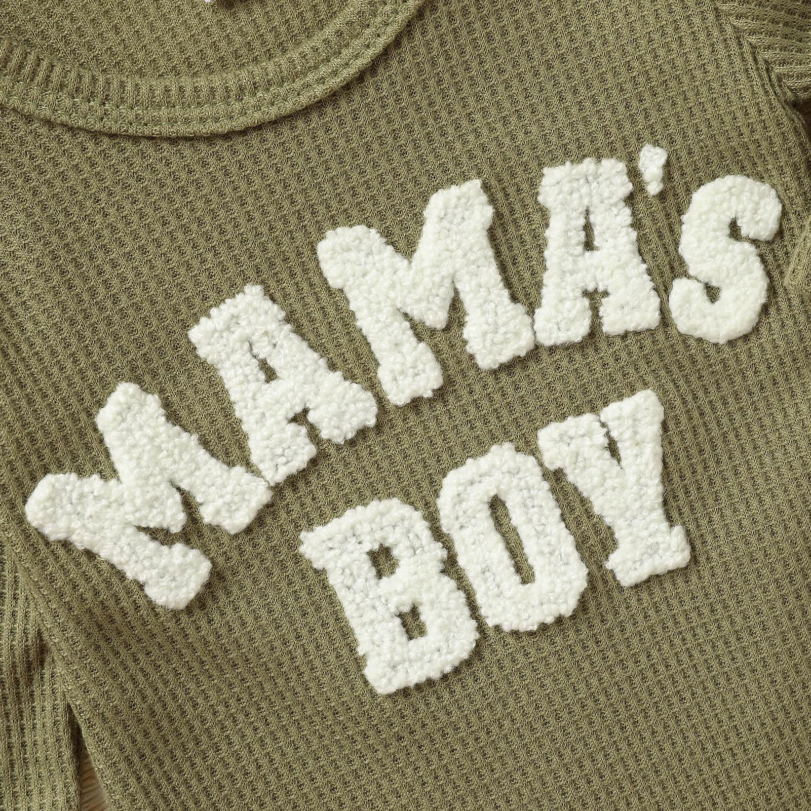 GRNSHTS Newborn Baby Boy Romper Coming Home Outfits Letter Print Bodysuit Jumpsuit+Hat+Gloves 3PCS Clothes Set