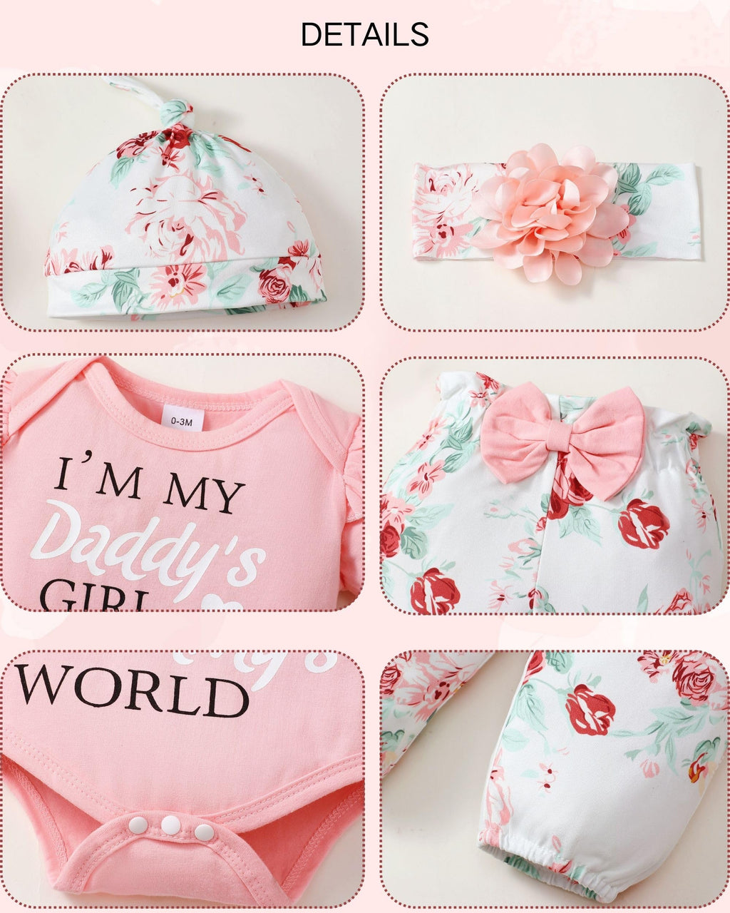 Renotemy Newborn Infant Baby Girl Clothes Summer Outfits Infant Romper Pants Cute Toddler Girl Clothes Gift Set