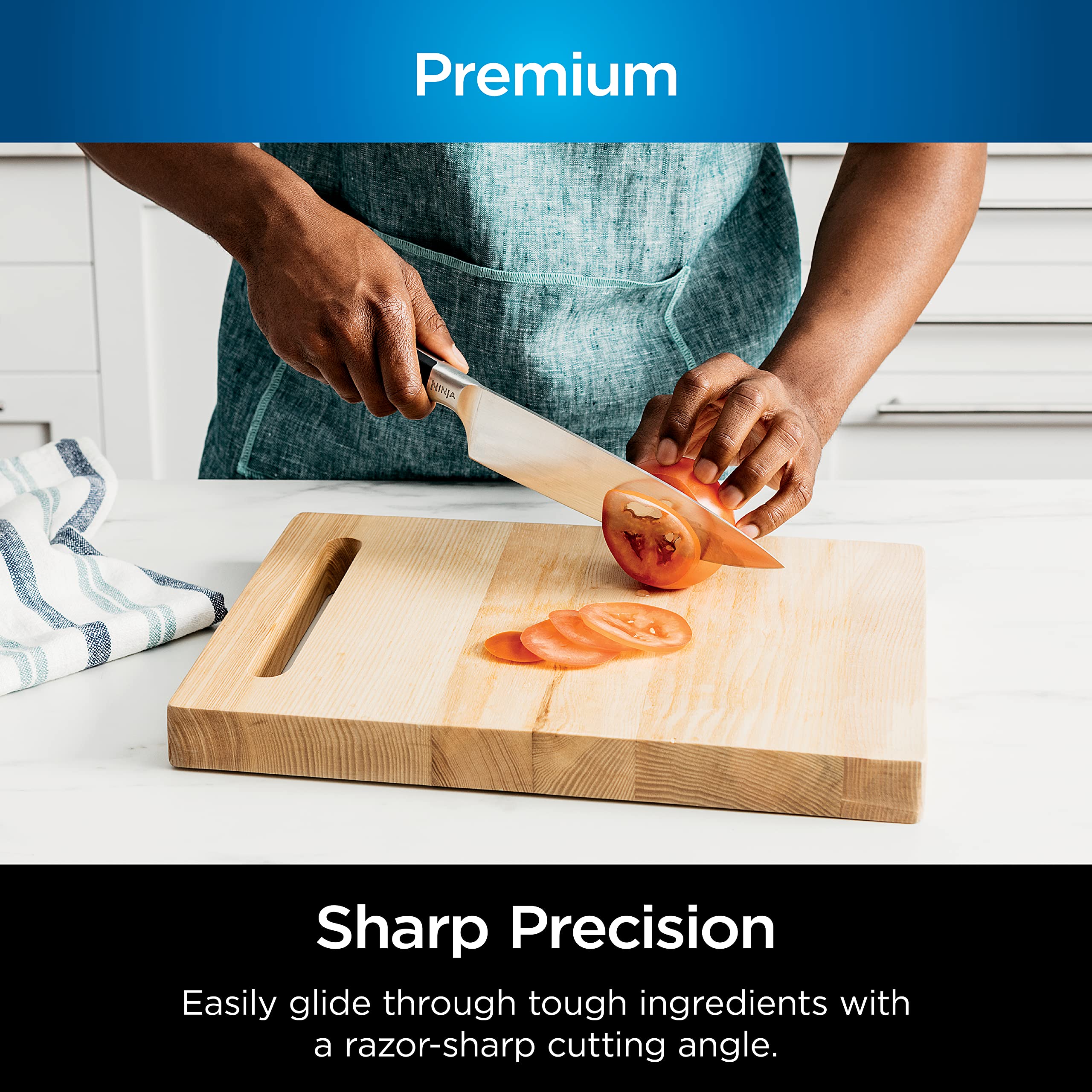 Ninja K32017 Foodi NeverDull Premium Knife System, 17 Piece Knife Block Set with Built-in Sharpener, German Stainless Steel Knives, Black