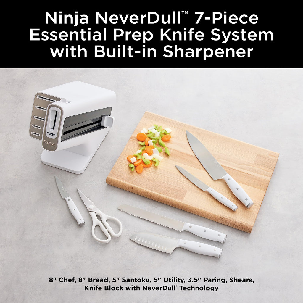 Ninja K32017 Foodi NeverDull Premium Knife System, 17 Piece Knife Block Set with Built-in Sharpener, German Stainless Steel Knives, Black