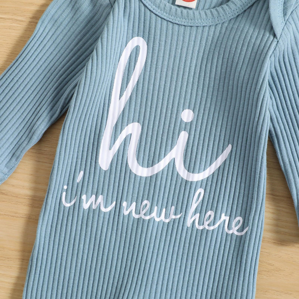 GRNSHTS Newborn Baby Boy Romper Coming Home Outfits Letter Print Bodysuit Jumpsuit+Hat+Gloves 3PCS Clothes Set