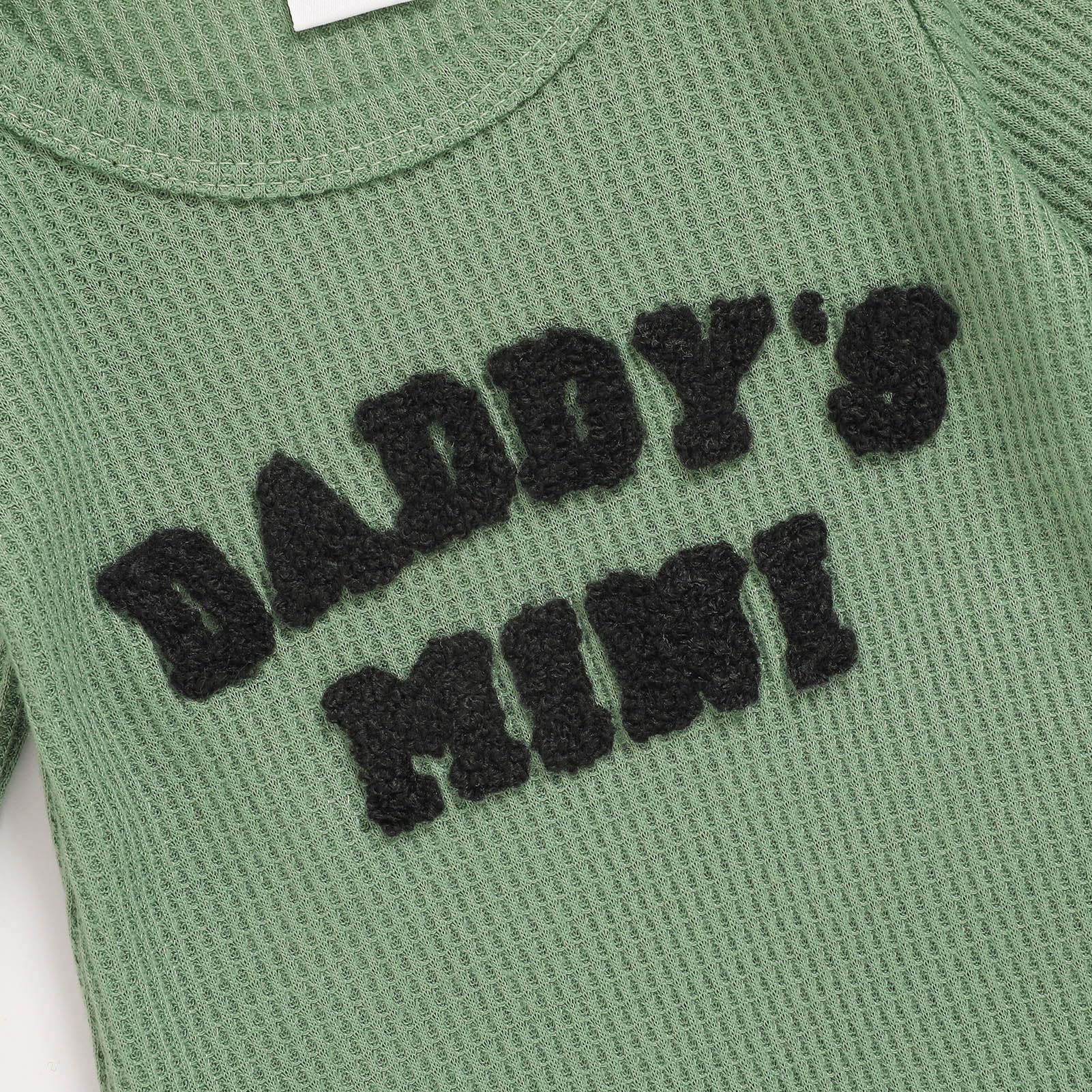 GRNSHTS Newborn Baby Boy Romper Coming Home Outfits Letter Print Bodysuit Jumpsuit+Hat+Gloves 3PCS Clothes Set
