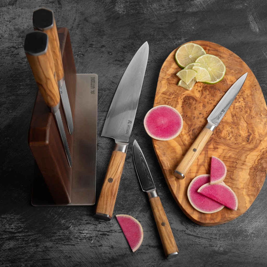 Yatoshi Professional Kitchen Knife Set, 15 Pieces, High Carbon Stainless Steel, Ergonomic Handle