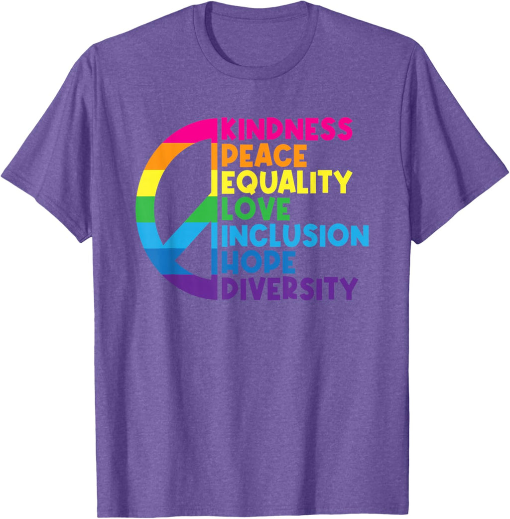 Kindness Peace Equality Love Inclusion Hope Diversity T-Shirt Small