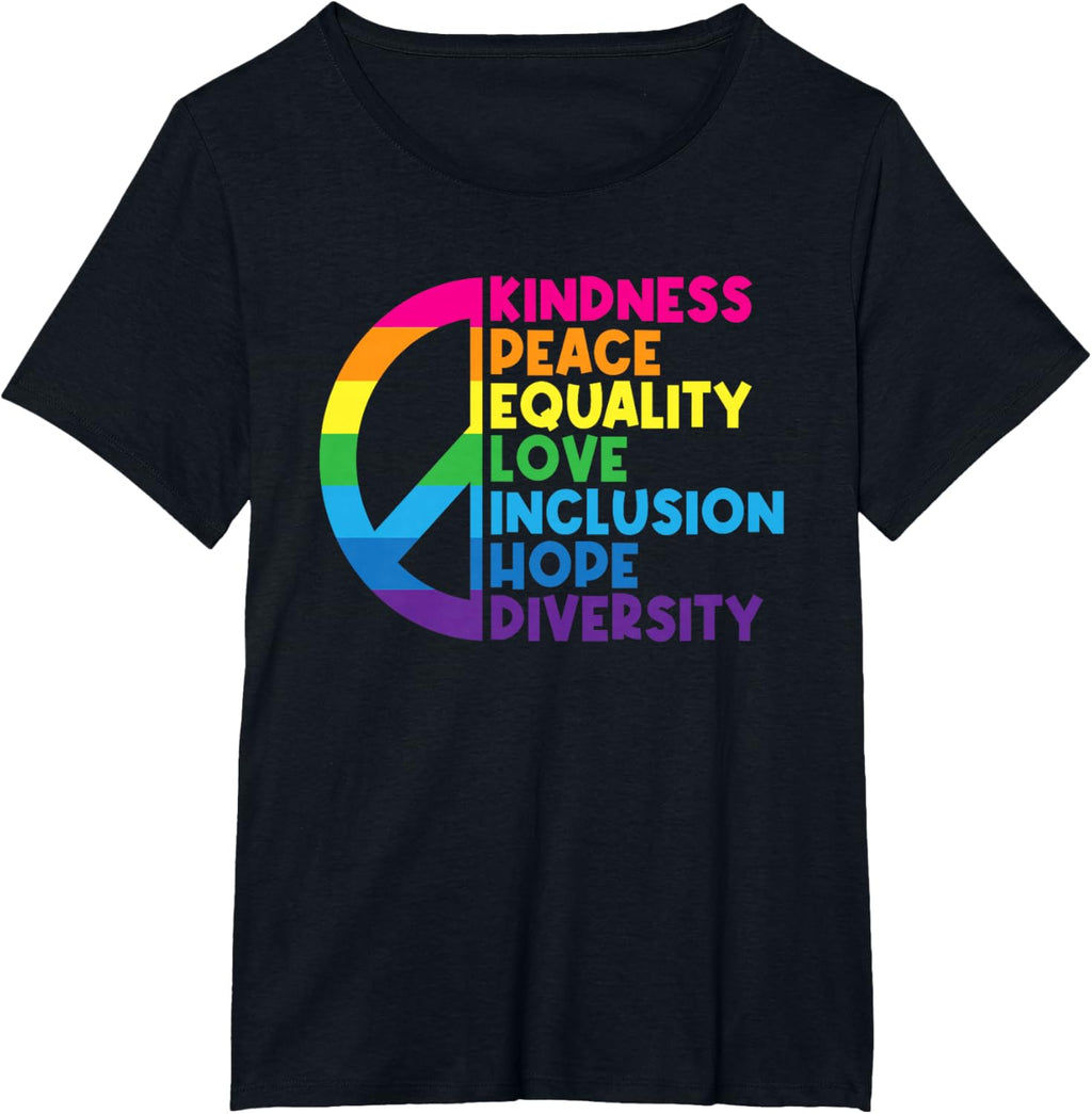 Kindness Peace Equality Love Inclusion Hope Diversity T-Shirt Small
