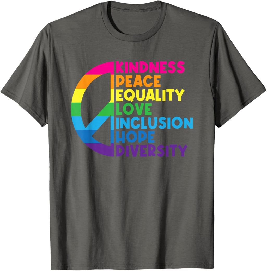 Kindness Peace Equality Love Inclusion Hope Diversity T-Shirt Small